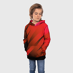 Толстовка-худи детская Красно-коричневый абстрактные полосы, цвет: 3D-черный — фото 2