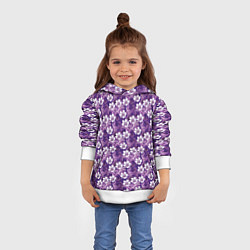 Толстовка-худи детская Нежный сиреневый цветочный паттерн, цвет: 3D-белый — фото 2