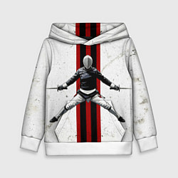 Толстовка-худи детская Фехтовальщик с двумя саблями, цвет: 3D-белый