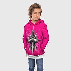 Толстовка-худи детская Фехтование на саблях в розовом, цвет: 3D-белый — фото 2