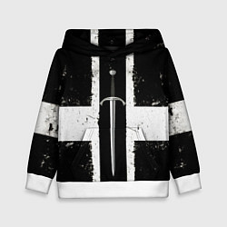 Толстовка-худи детская Сабля в черно-белом, цвет: 3D-белый