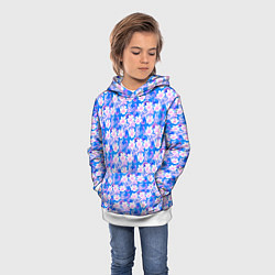 Толстовка-худи детская Нежный голубой с розовыми цветами паттерн, цвет: 3D-белый — фото 2