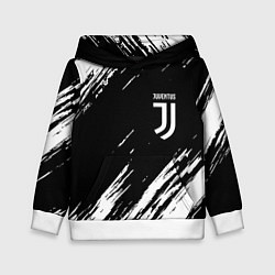 Толстовка-худи детская Juventus штрихи красок, цвет: 3D-белый