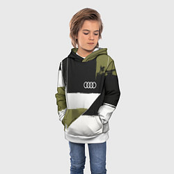 Толстовка-худи детская Ауди логотип, цвет: 3D-белый — фото 2