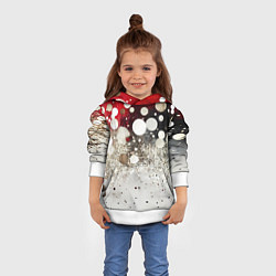 Толстовка-худи детская Красно-белый текстурный фон, цвет: 3D-белый — фото 2