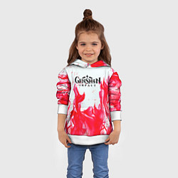 Толстовка-худи детская Genshin Impact pink flame, цвет: 3D-белый — фото 2