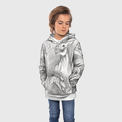 Толстовка-худи детская Черепа лошадей - эскиз, цвет: 3D-белый — фото 2