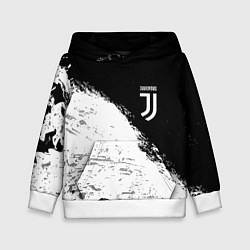 Толстовка-худи детская Ювентус краски черно белые, цвет: 3D-белый