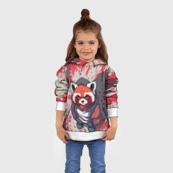 Толстовка-худи детская Красная панда в капюшоне, цвет: 3D-белый — фото 2