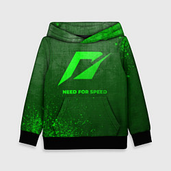 Толстовка-худи детская Need for Speed - green gradient, цвет: 3D-черный