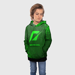 Толстовка-худи детская Need for Speed - green gradient, цвет: 3D-черный — фото 2
