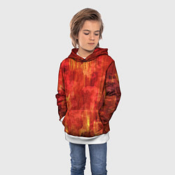 Толстовка-худи детская Абстракция - red paint strokes with splashes of ye, цвет: 3D-белый — фото 2