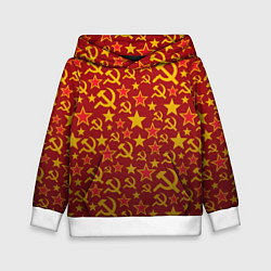 Толстовка-худи детская Серп и молот паттерн, цвет: 3D-белый