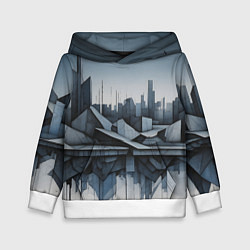 Толстовка-худи детская Небоскребы и скалы, цвет: 3D-белый