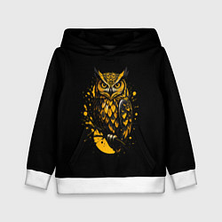 Толстовка-худи детская Филин в лунном свете, цвет: 3D-белый