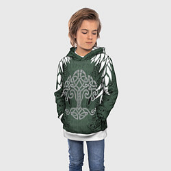 Толстовка-худи детская Древние руны и древо жизни с крыльями, цвет: 3D-белый — фото 2
