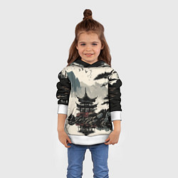 Толстовка-худи детская Японская живопись, цвет: 3D-белый — фото 2