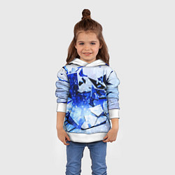 Толстовка-худи детская Абстрактный космический синий фон неоновых плит, цвет: 3D-белый — фото 2
