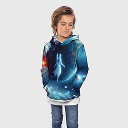 Толстовка-худи детская Космический призрак - неоновое свечение, цвет: 3D-белый — фото 2