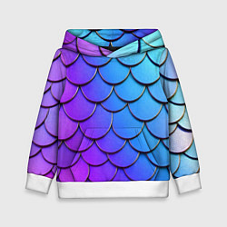 Толстовка-худи детская Градиент на чешуе, цвет: 3D-белый