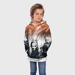 Толстовка-худи детская Уличный кролик на спорте, цвет: 3D-белый — фото 2