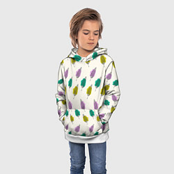 Толстовка-худи детская Листья на пятнах, цвет: 3D-белый — фото 2
