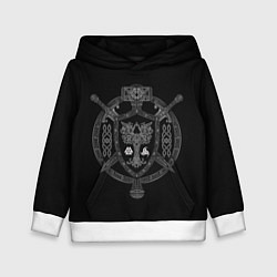 Толстовка-худи детская Герб воинов с мечами и символикой, цвет: 3D-белый