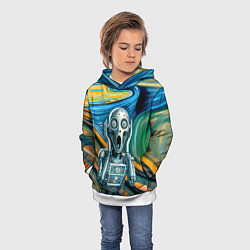 Толстовка-худи детская Робот кричит на картине Эдварда Мунка, цвет: 3D-белый — фото 2