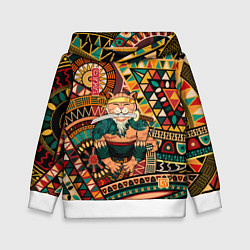 Толстовка-худи детская Кот самурай - Айко, цвет: 3D-белый