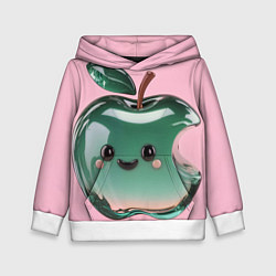 Толстовка-худи детская Кавайное яблоко, цвет: 3D-белый