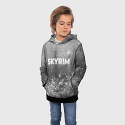 Толстовка-худи детская Skyrim - grey gradient посередине, цвет: 3D-черный — фото 2