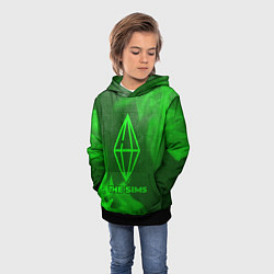 Толстовка-худи детская The Sims - green gradient, цвет: 3D-черный — фото 2