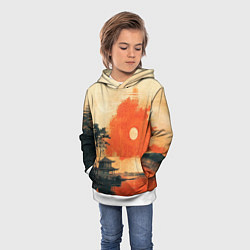 Толстовка-худи детская Рыбацкий дом на закате, цвет: 3D-белый — фото 2