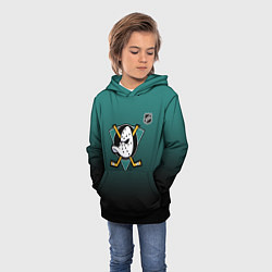 Толстовка-худи детская Анахайм Дакс - зеленый градиент, цвет: 3D-черный — фото 2