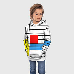 Толстовка-худи детская В стиле мондриана, цвет: 3D-белый — фото 2
