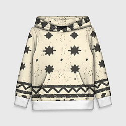 Толстовка-худи детская Африканские примитивные узоры, цвет: 3D-белый