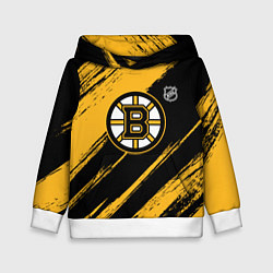 Толстовка-худи детская Бостон Брюинз - брызги краски, цвет: 3D-белый