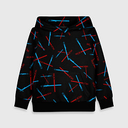 Толстовка-худи детская Паттерн из световых мечей, цвет: 3D-черный