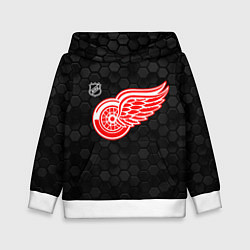 Толстовка-худи детская Детройт Ред Уингз - черные соты, цвет: 3D-белый