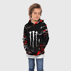 Толстовка-худи детская Monster energy штрихи, цвет: 3D-белый — фото 2