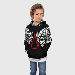 Толстовка-худи детская Силуэт ворона - Aссасинс Крид, цвет: 3D-белый — фото 2