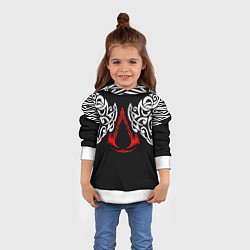 Толстовка-худи детская Силуэт ворона - Aссасинс Крид, цвет: 3D-белый — фото 2
