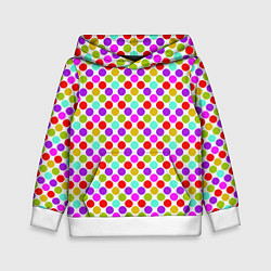 Толстовка-худи детская Разноцветный горох на белом, цвет: 3D-белый