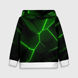 Толстовка-худи детская Зеленая текстура с неоном, цвет: 3D-белый