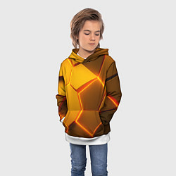 Толстовка-худи детская Желтые неоновые соты - текстура, цвет: 3D-белый — фото 2