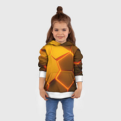 Толстовка-худи детская Желтые неоновые соты - текстура, цвет: 3D-белый — фото 2