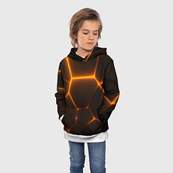 Толстовка-худи детская Оранжевое свечение текстура, цвет: 3D-белый — фото 2