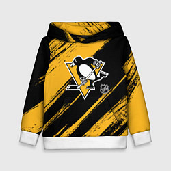Толстовка-худи детская Питтсбург Пингвинз - брызги краски, цвет: 3D-белый