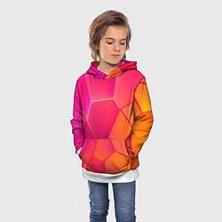 Толстовка-худи детская Розово-оранжевые плиты, цвет: 3D-белый — фото 2