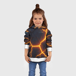 Толстовка-худи детская Молнии и черные объемные плиты, цвет: 3D-белый — фото 2